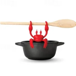 Crab Silicone Utensil Rest - Red Crab Spoon Holder, Heat-Resistant Spoon Utensil Holder Clip, Kitchen Grill Utensil Holder, Silicone Spoon Rest for Stove Top Creative Kitchen Gifts