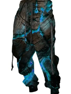 Crack Abstract Men's 3D Print Sweatpants Joggers Pants Trousers Outdoor Street Casual Daily Polyester Red Blue Purple S M L Mid Waist Elasticity Pants