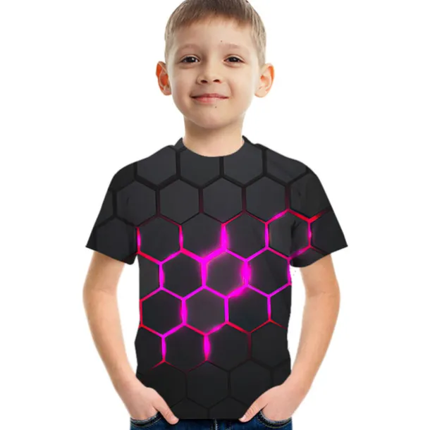 Crack 3d Kids Short Sleeve T-shirt Fashion 3d Printed Colorful Shirts For Boys And Girls