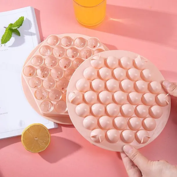 Creative Home Ice Maker-Homemade, Silicone & Flexible 33-Ice Cube Trays Grids Ice Cube Tray with Lid Party Bar