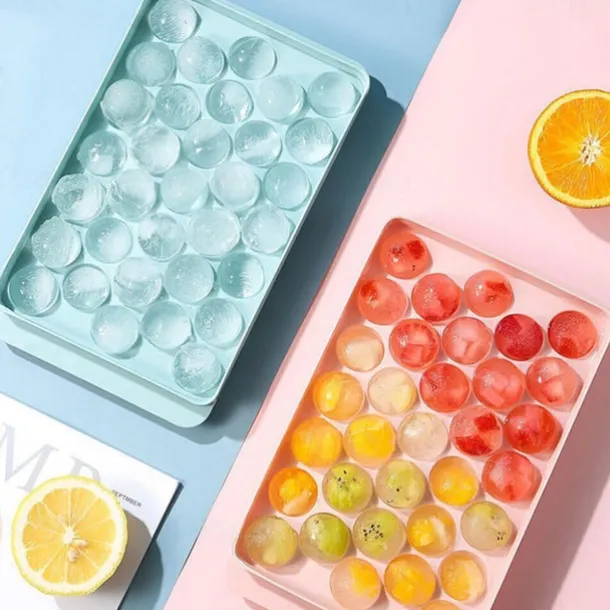 Creative Home Ice Maker-Homemade, Silicone & Flexible 33-Ice Cube Trays Grids Ice Cube Tray with Lid Party Bar