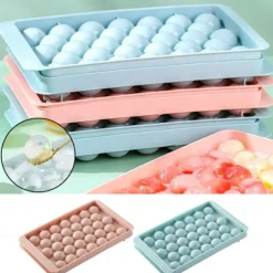 Creative Home Ice Maker-Homemade, Silicone & Flexible 33-Ice Cube Trays Grids Ice Cube Tray with Lid Party Bar