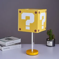 Creative Super Bros Mario Decorative Table Lamp Super Mary Bedroom Square Children's Cartoon Bedside Lamp Question Block Decor Night Light Merchandise