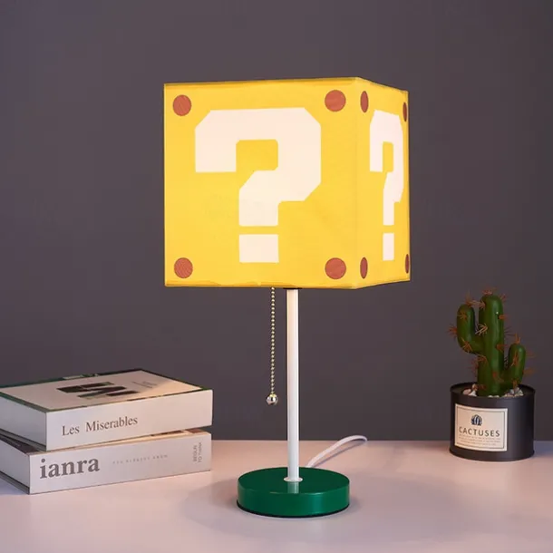 Creative Super Bros Mario Decorative Table Lamp Super Mary Bedroom Square Children's Cartoon Bedside Lamp Question Block Decor Night Light Merchandise
