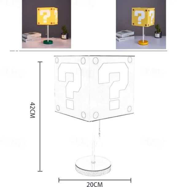 Creative Super Bros Mario Decorative Table Lamp Super Mary Bedroom Square Children's Cartoon Bedside Lamp Question Block Decor Night Light Merchandise