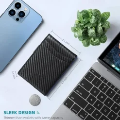 Credit Card Holder Wallet Carbon Fiber Name Card Holder with Magnetic Shut Multi Credit Card Protector for Women Men