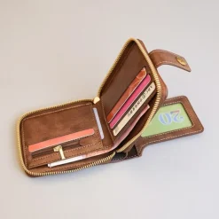 Credit Card Holder Wallet Men's PU Leather Solid Color Business Wallet Card Holder With Zipper & Button Valentine's Day Gift