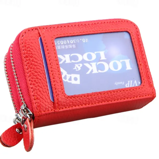 Credit Card Holder Wallet Genuine Leather Name Card Holder Luxury with Magnetic Shut Single Compartment for Women Men