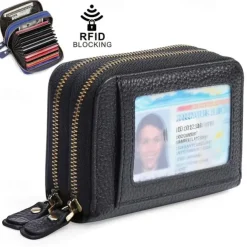 Credit Card Holder Wallet Genuine Leather Name Card Holder Luxury with Magnetic Shut Single Compartment for Women Men