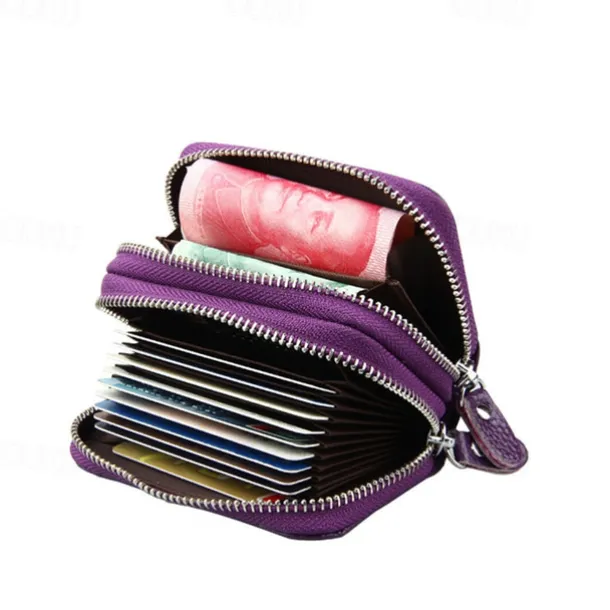 Credit Card Holder Wallet Genuine Leather Name Card Holder Luxury with Magnetic Shut Single Compartment for Women Men