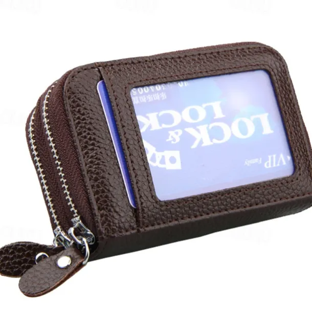 Credit Card Holder Wallet Genuine Leather Name Card Holder Luxury with Magnetic Shut Single Compartment for Women Men