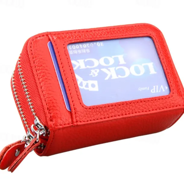 Credit Card Holder Wallet Genuine Leather Name Card Holder Luxury with Magnetic Shut Single Compartment for Women Men
