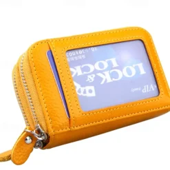 Credit Card Holder Wallet Genuine Leather Name Card Holder Luxury with Magnetic Shut Single Compartment for Women Men