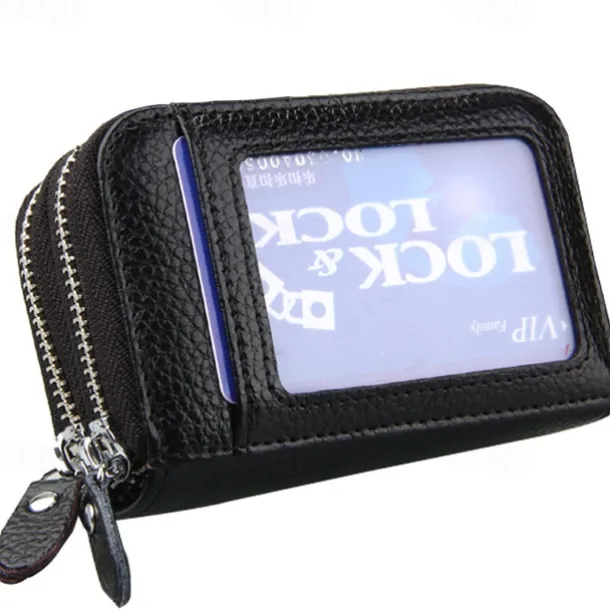 Credit Card Holder Wallet Genuine Leather Name Card Holder Luxury with Magnetic Shut Single Compartment for Women Men