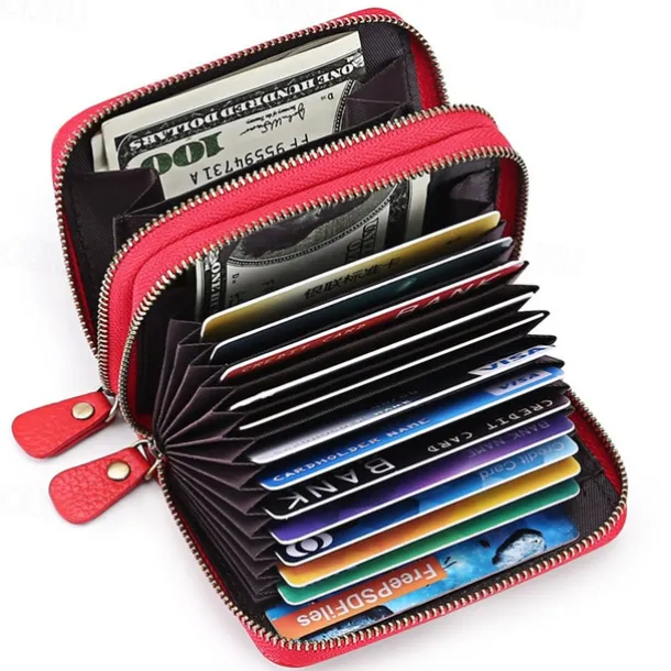 Credit Card Holder Wallet Genuine Leather Name Card Holder Luxury with Magnetic Shut Single Compartment for Women Men
