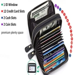 Credit Card Holder Wallet Genuine Leather Name Card Holder Luxury with Magnetic Shut Single Compartment for Women Men