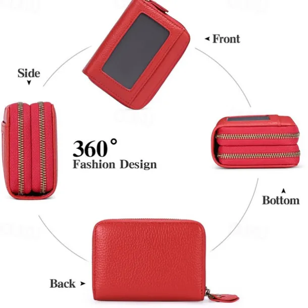 Credit Card Holder Wallet Genuine Leather Name Card Holder Luxury with Magnetic Shut Single Compartment for Women Men