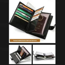 Credit Card Holder Wallet PU Leather Name Card Holder Luxury Waterproof Multi for Men, Back to School Gift