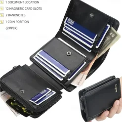Credit Card Holder Wallet PU Leather Name Card Holder with Magnetic Shut Multi Credit Card Protector for Men