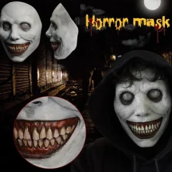 Creepy Smile Demons Halloween Latex Masks Horror Green Face Masks The Evil Cosplay Props Horror Decor Halloween Decor Party Decor for Halloween