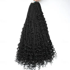 Crochet Box Braids Curly Ends 144 Strands 22 Inch Bohomian Crochet Braids Box Braids 3X Goddess Box Braids Crochet Hair Synthetic Crochet Braids Hair Extensions