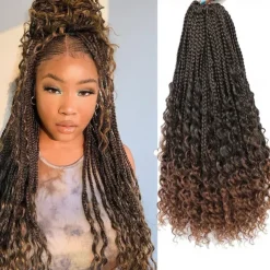 Crochet Box Braids Curly Ends 144 Strands 22 Inch Bohomian Crochet Braids Box Braids 3X Goddess Box Braids Crochet Hair Synthetic Crochet Braids Hair Extensions