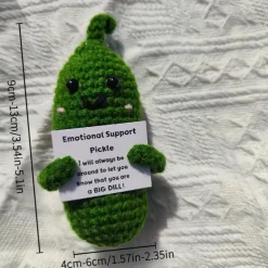 Crochet Cucumber Dolls - Hand-Woven, Positive Energy, Emotional Ornaments with Funny Potato Design - Cute, Wool, Christmas, Valentine's Day Decorative Gift for Friends and Family