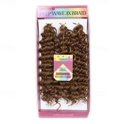 Crochet Hair Braids Deep Wave Box Braids Blonde Burgundy Auburn Synthetic Hair 14 inch Braiding Hair 3pcs / pack