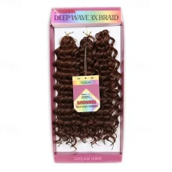 Crochet Hair Braids Deep Wave Box Braids Blonde Burgundy Auburn Synthetic Hair 14 inch Braiding Hair 3pcs / pack