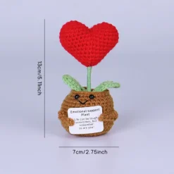 Crochet Positive Cactus Handmade Knitted Cactus Toy Cute Funny Potato Emotional Positive Life Doll Ornaments Gifts with Encouraging Card for Adults Kids Friends Room Office Desktop Decor