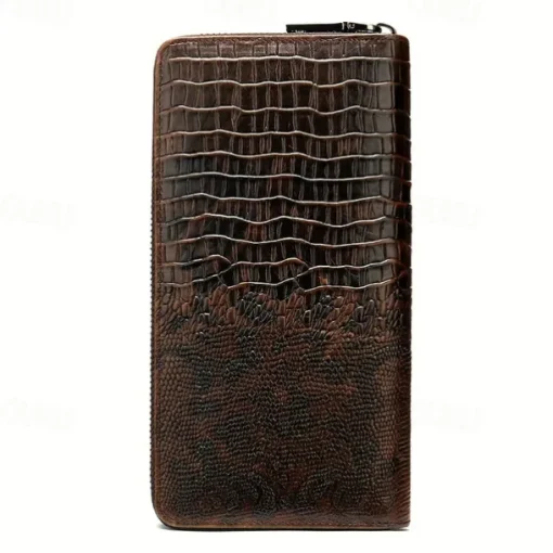 Crocodile Pattern Vintage Genuine Leather Long Wallet For men - Large Capacity Clutch Bag Multi-card Card Holder Coin Purse Wallet