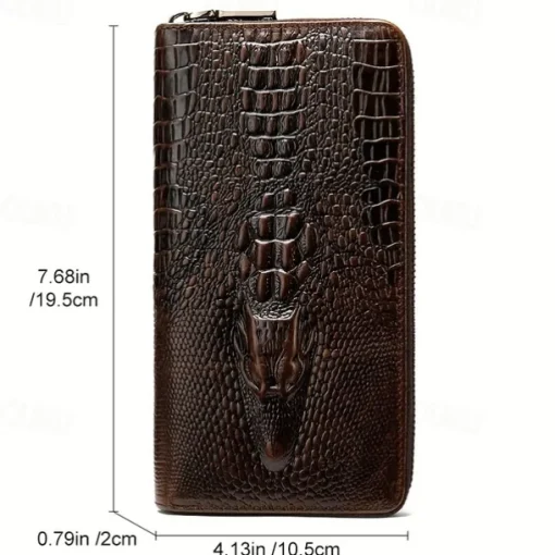 Crocodile Pattern Vintage Genuine Leather Long Wallet For men - Large Capacity Clutch Bag Multi-card Card Holder Coin Purse Wallet