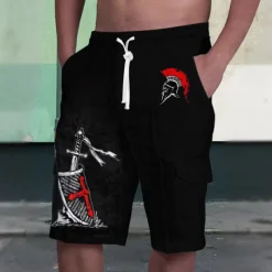 Cross Print Men's Shorts Summer Hawaiian Shorts Casual Shorts Side Pockets Drawstring Elastic Waist Breathable Soft Short Daily Holiday Bottoms