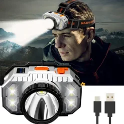 cross-border mini small headlight outdoor night fishing miner's lamp led head-mounted flashlight waterproof usb rechargeable strong light headlight