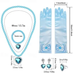 Crown Headwear Children's and Girls' Magic Stick Hair Accessories Set Elsa Princess Performance Crown Necklace Elsa Gloves