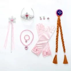 Crown Headwear Children's and Girls' Magic Stick Hair Accessories Set Elsa Princess Performance Crown Necklace Elsa Gloves