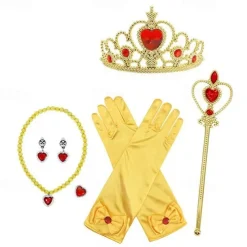 Crown Headwear Children's and Girls' Magic Stick Hair Accessories Set Elsa Princess Performance Crown Necklace Elsa Gloves