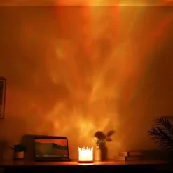 Crown Rotating Water Ripple Nightlight Ocean Wave Projector Lamp Creative Bedside Flame Ambiance Light Romantic Gift Starry Projection Light for Bedrooms, Meditation and Stress Relief