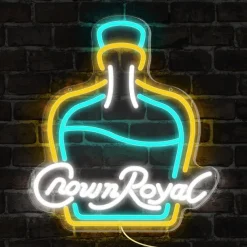 Crown Royal Bottle Shape LED Neon Sign Light Bar Light USB Powered for Home Bedroom Bar Club Pub Party Wall Art Decoration Halloween Hanging Bar Club Light