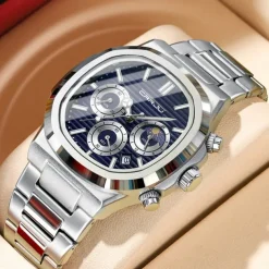 CRRJU Casual Sporty Brand Stainless Steel Band Wristwatches for Men New Chronograph Quartz Watches with Date 2309