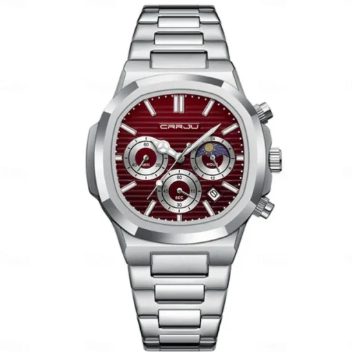 CRRJU Casual Sporty Brand Stainless Steel Band Wristwatches for Men New Chronograph Quartz Watches with Date 2309