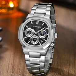 CRRJU Casual Sporty Brand Stainless Steel Band Wristwatches for Men New Chronograph Quartz Watches with Date 2309