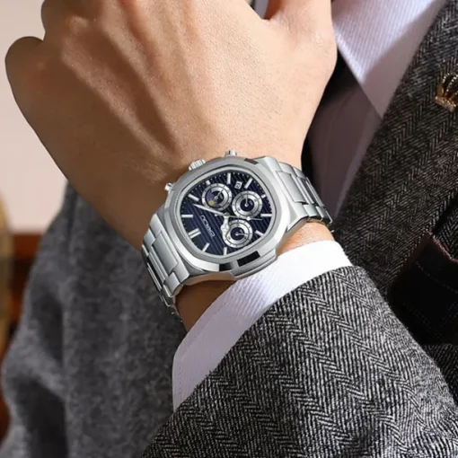 CRRJU Casual Sporty Brand Stainless Steel Band Wristwatches for Men New Chronograph Quartz Watches with Date 2309