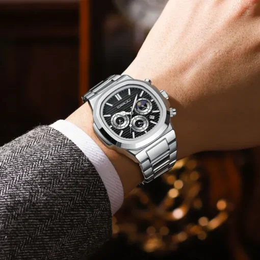 CRRJU Casual Sporty Brand Stainless Steel Band Wristwatches for Men New Chronograph Quartz Watches with Date 2309