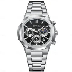 CRRJU Casual Sporty Brand Stainless Steel Band Wristwatches for Men New Chronograph Quartz Watches with Date 2309