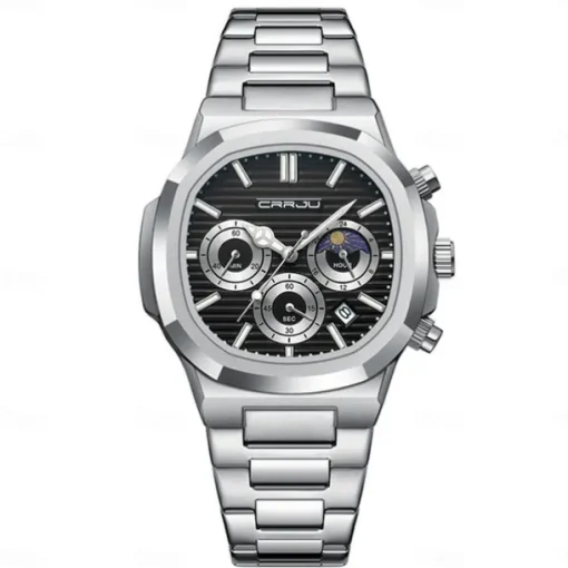 CRRJU Casual Sporty Brand Stainless Steel Band Wristwatches for Men New Chronograph Quartz Watches with Date 2309