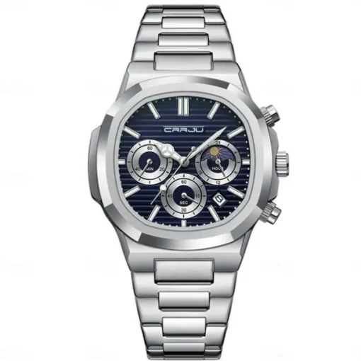 CRRJU Casual Sporty Brand Stainless Steel Band Wristwatches for Men New Chronograph Quartz Watches with Date 2309