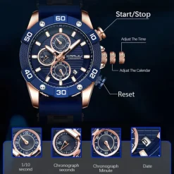 CRRJU Men Watches Top Brand Luxury Quartz Silicone Strap Sport Waterproof Clock with Luminious Quartz Watch