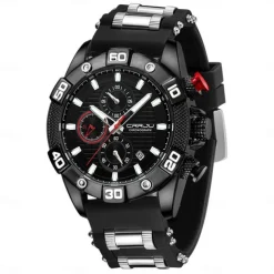 CRRJU Men Watches Top Brand Luxury Quartz Silicone Strap Sport Waterproof Clock with Luminious Quartz Watch