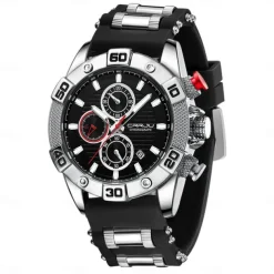 CRRJU Men Watches Top Brand Luxury Quartz Silicone Strap Sport Waterproof Clock with Luminious Quartz Watch